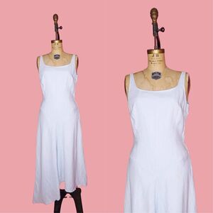 1990s-Y2K BENETTON ASYMMETRICAL Sleeveless DROP Waist Tank Maxi Dress. Medium